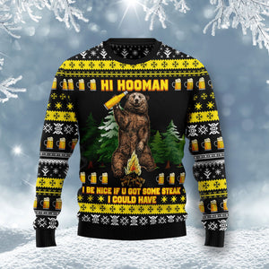 Bear Hi Hooman Christmas Funny Yellow Ugly Sweater