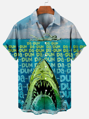 Dum - Da - Dum Deep Sea Shark Pattern - Hawaiian Shirt