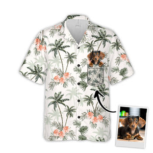 Custom Photo Palm Trees And Cheetah Floral Pattern - Personalized Hawaii Shirt