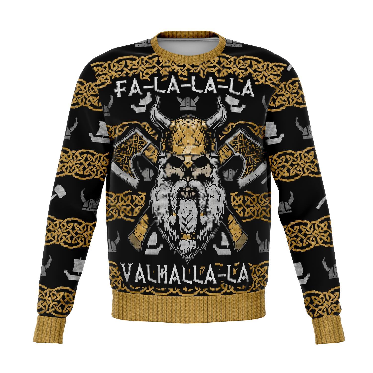 Viking Valhalla Christmas Yellow Black Ugly Sweater