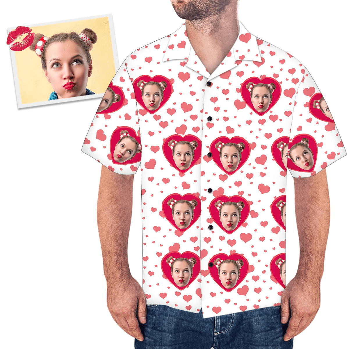 Custom Photo Loving Valentine - Gift For Couple - Personalized Hawaiian Shirt
