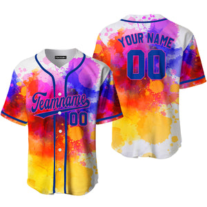 Personalized Colorful Tie Dye On Royal Baseball Tee Jersey