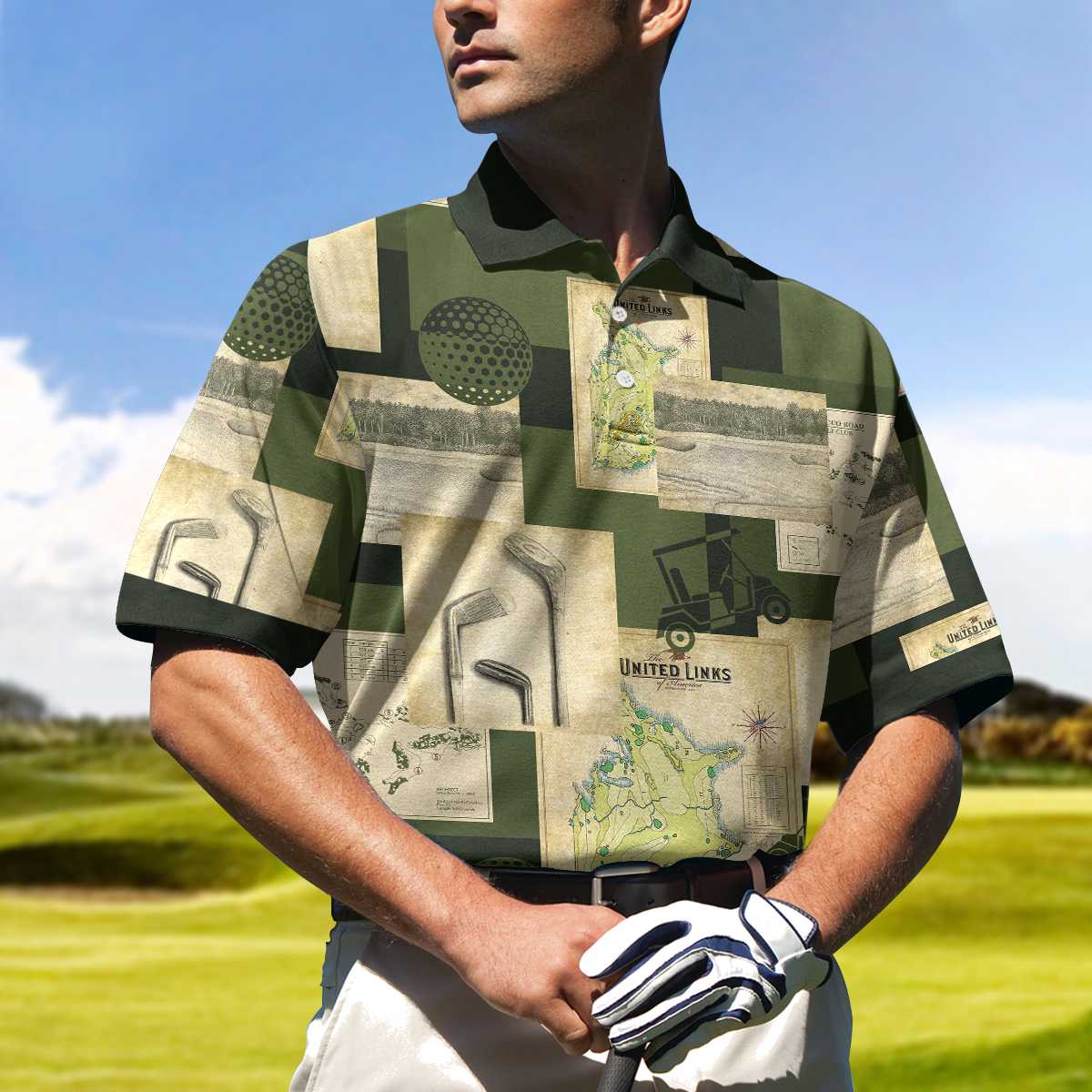 Vintage Golf Art Polo Shirt For Men