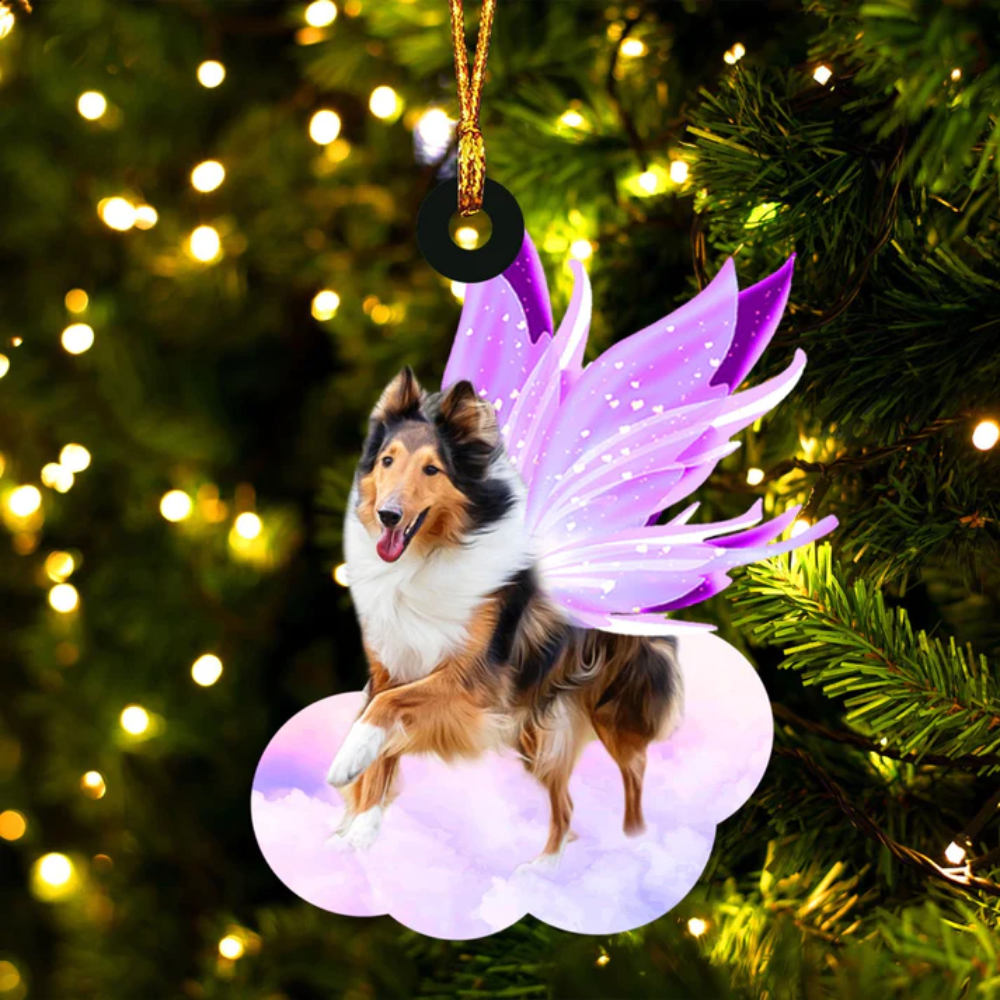 Rough Collie And Wings Ornament - Gift For Dog Lover