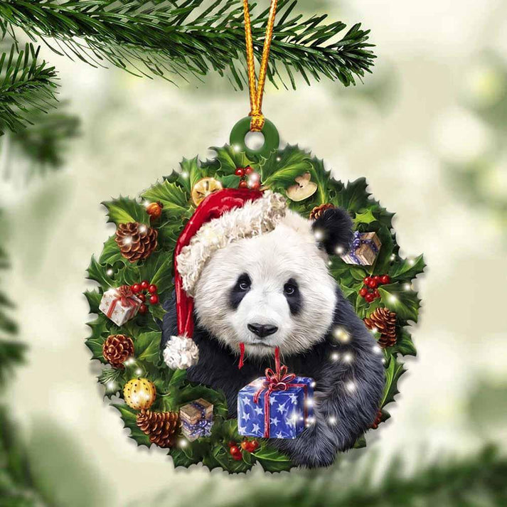 Panda And Christmas Ornament - Gift For Animal Lover