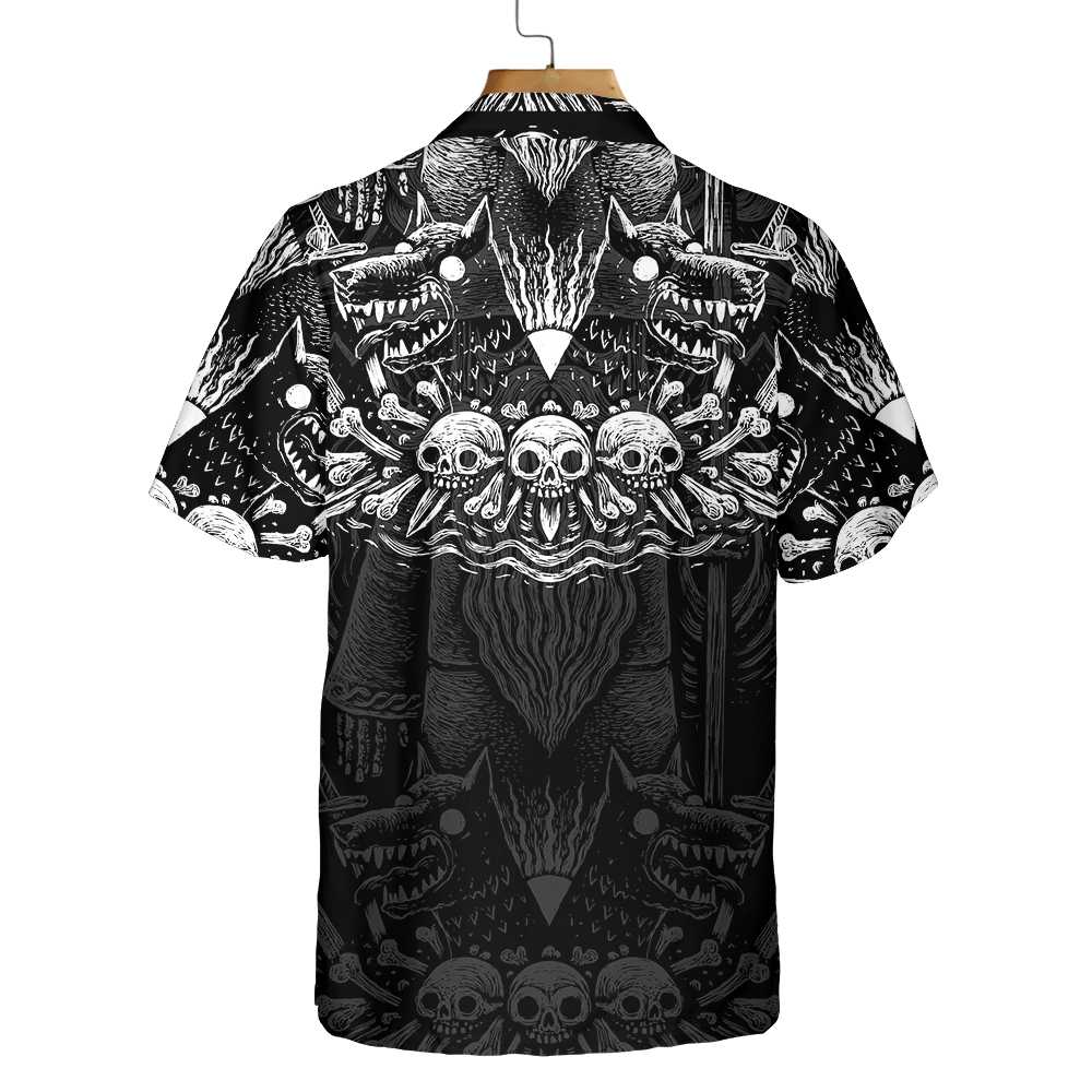 Black And White Viking Odin Norse Mythology - Hawaiian Shirt