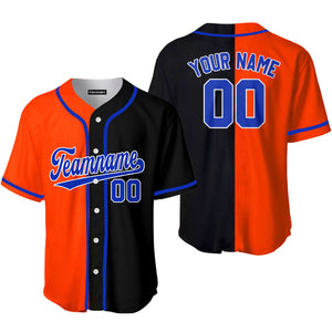 Personalized Black Blue Orange Split Fashion Baseball Tee Jersey