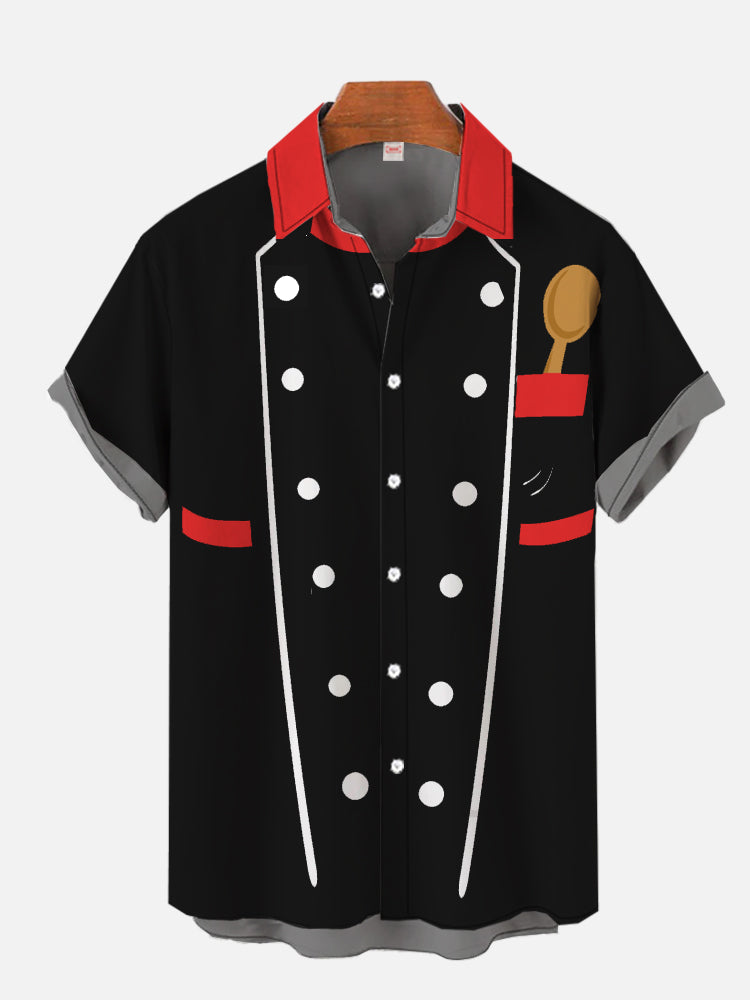 Black Chef Uniform Cosplay Costume - Hawaiian Shirt