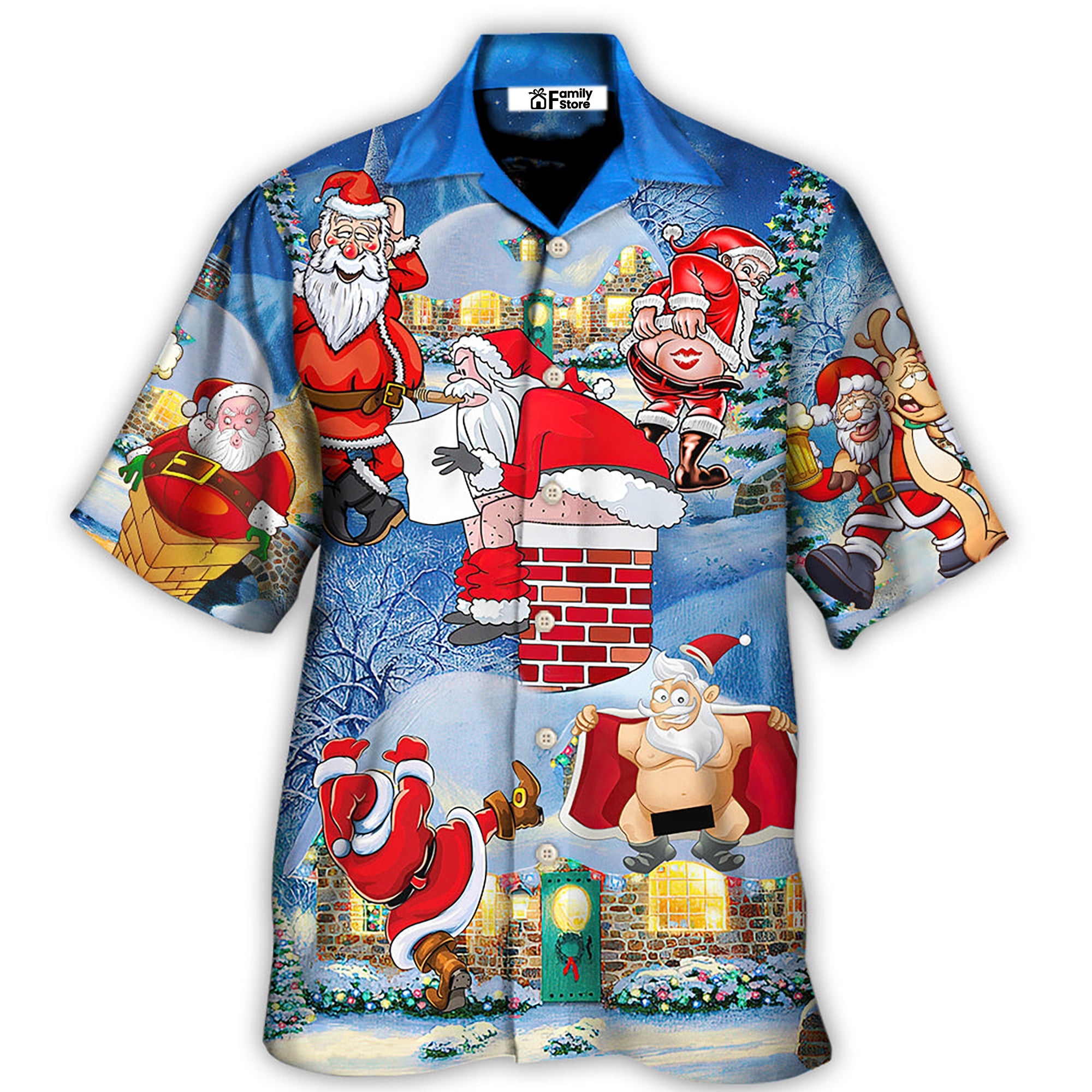 Christmas Rebellious Santa Claus Drunk Beer Troll Xmas - Hawaiian Shirt