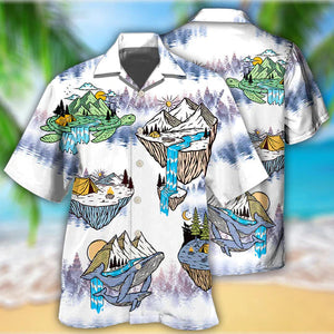 Camping Turtle And Shark - Hawaiian Shirt