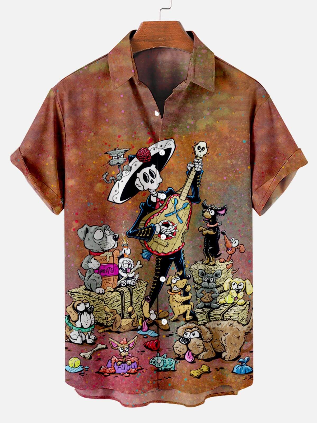 Skull Music Pattern With Dogs - Hawaiian Shirt