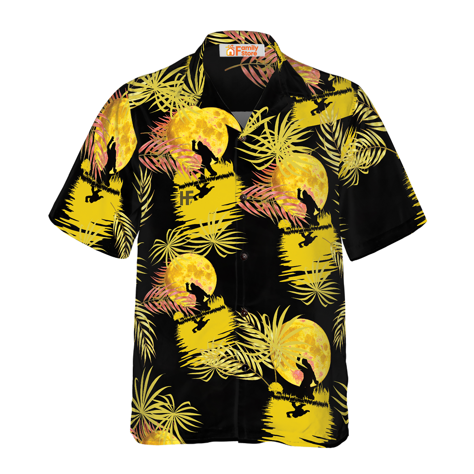 Black And Yellow Moonlight Bigfoot - Gift For Men And Women - Hawaiian Shirt