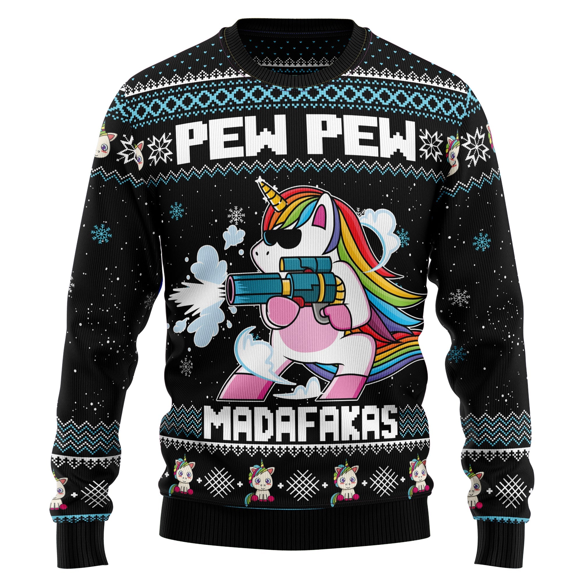 Unicorn Pew Pew Christmas Funny Ugly Sweater