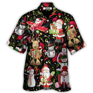 Christmas Joyful Santa Snowman Merry Xmas - Hawaiian Shirt