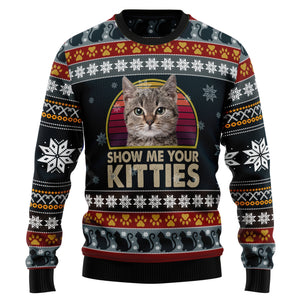 Cat Show Me Your Kitties Ugly Christmas Sweater