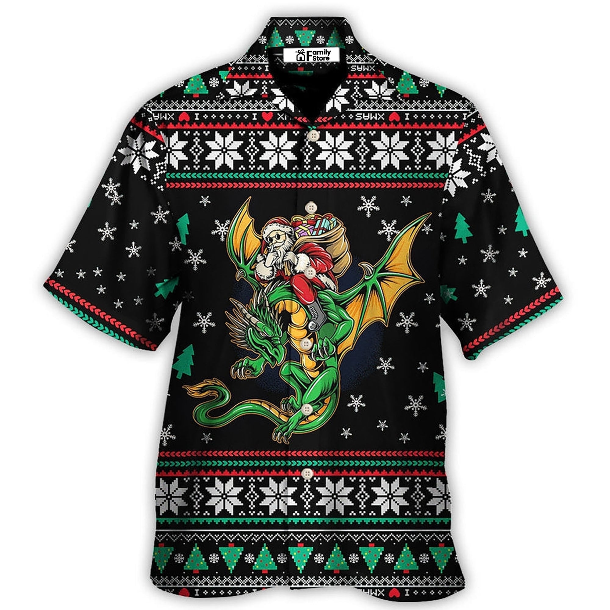 Christmas Santa Claus With Dragon - Hawaiian Shirt