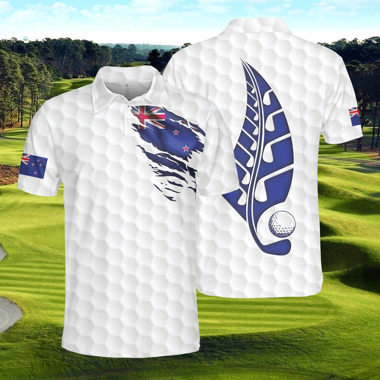 New Zealand Golf Lovers White Polo Shirt For Men