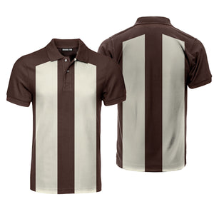 Retro 50s Bowling Brown Two Tone Casual Rockabilly Polo Shirt