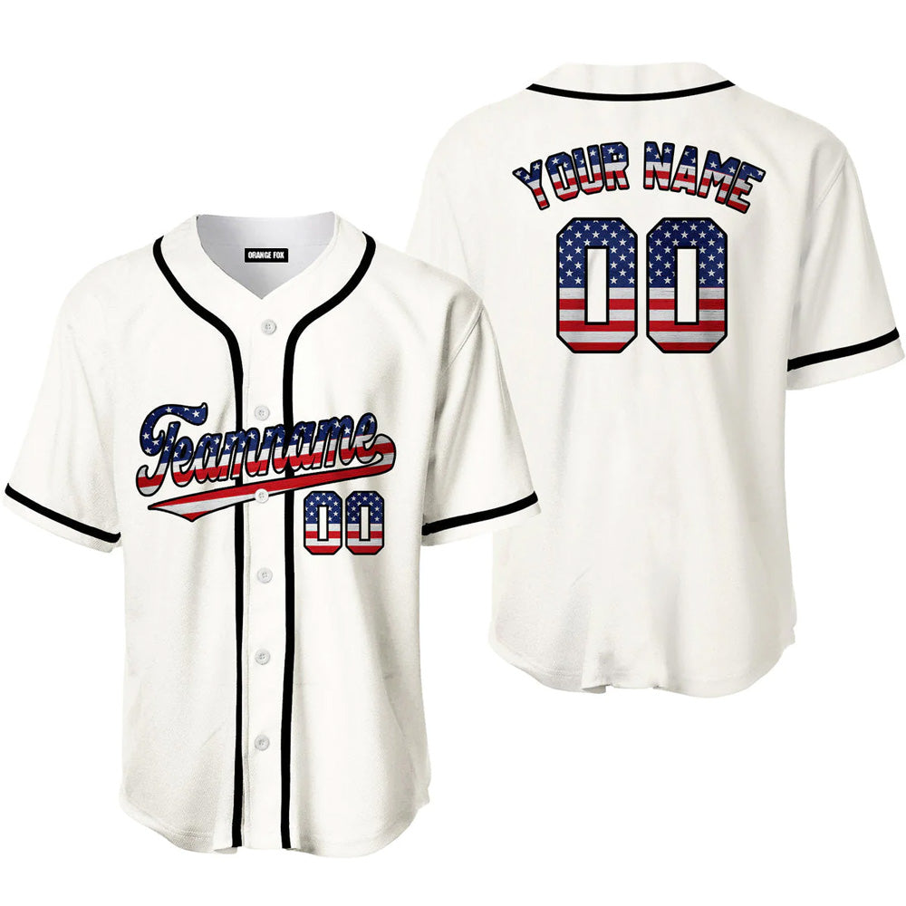 Personalized White Retro American Baseball Tee Jersey