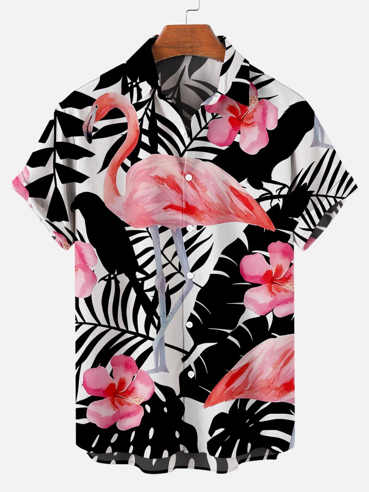 Tropical Jungle Pattern With Flamingo - Hawaiian Shirt Summer Vibe