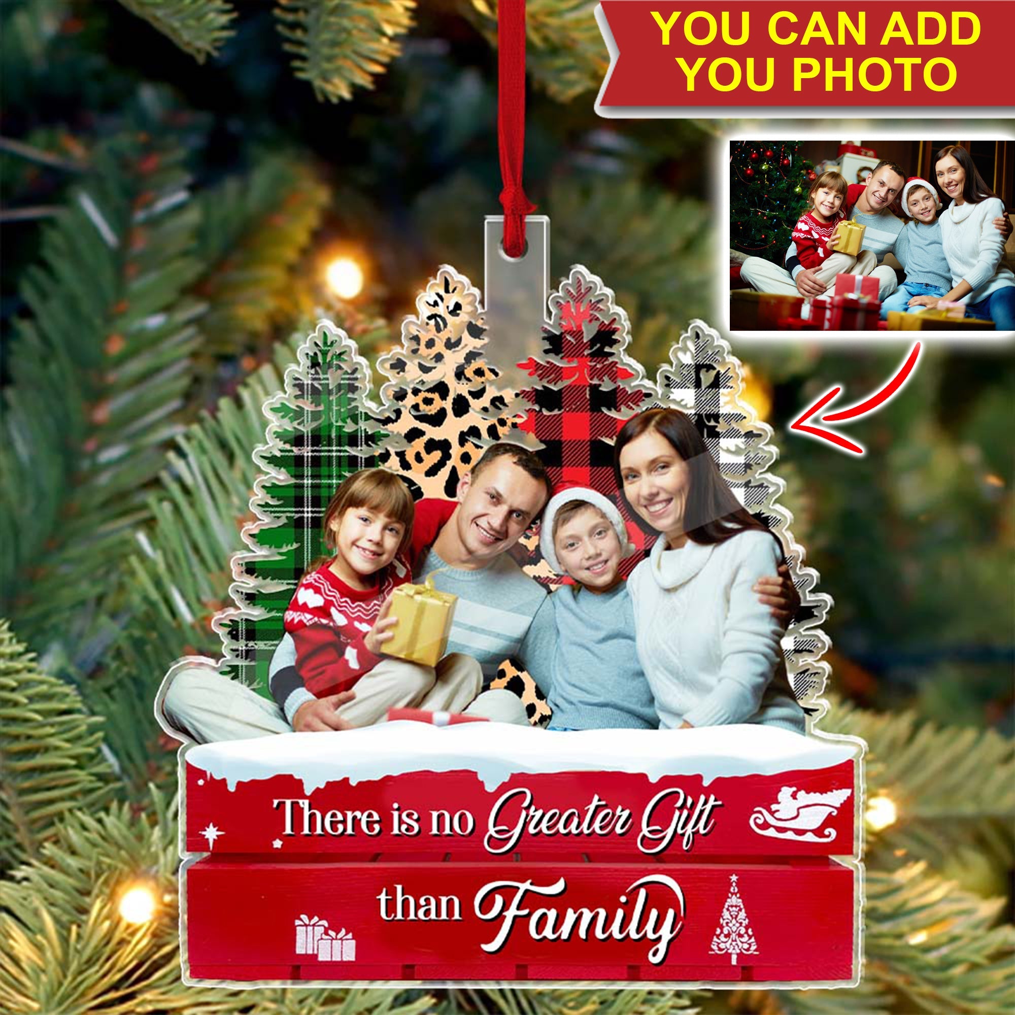 There Is No Greater Gift Than Family  - Christmas Gift For Family - Custom Photo Personalized Acrylic Ornament