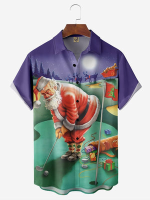 Christmas Santa Is Playing Golf In The Night - Hawaiian Shirt