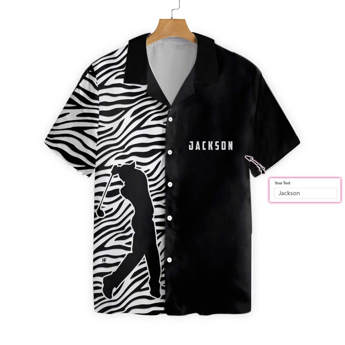 Personalized Olfer Zebra Pattern Golf - Hawaiian Shirt