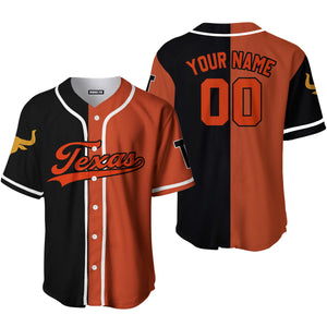 Personalized Texas Orange Black Baseball Tee Jersey