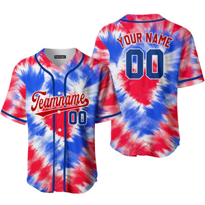 Personalized Tie Dye Heart USA Flag On Red Baseball Tee Jersey