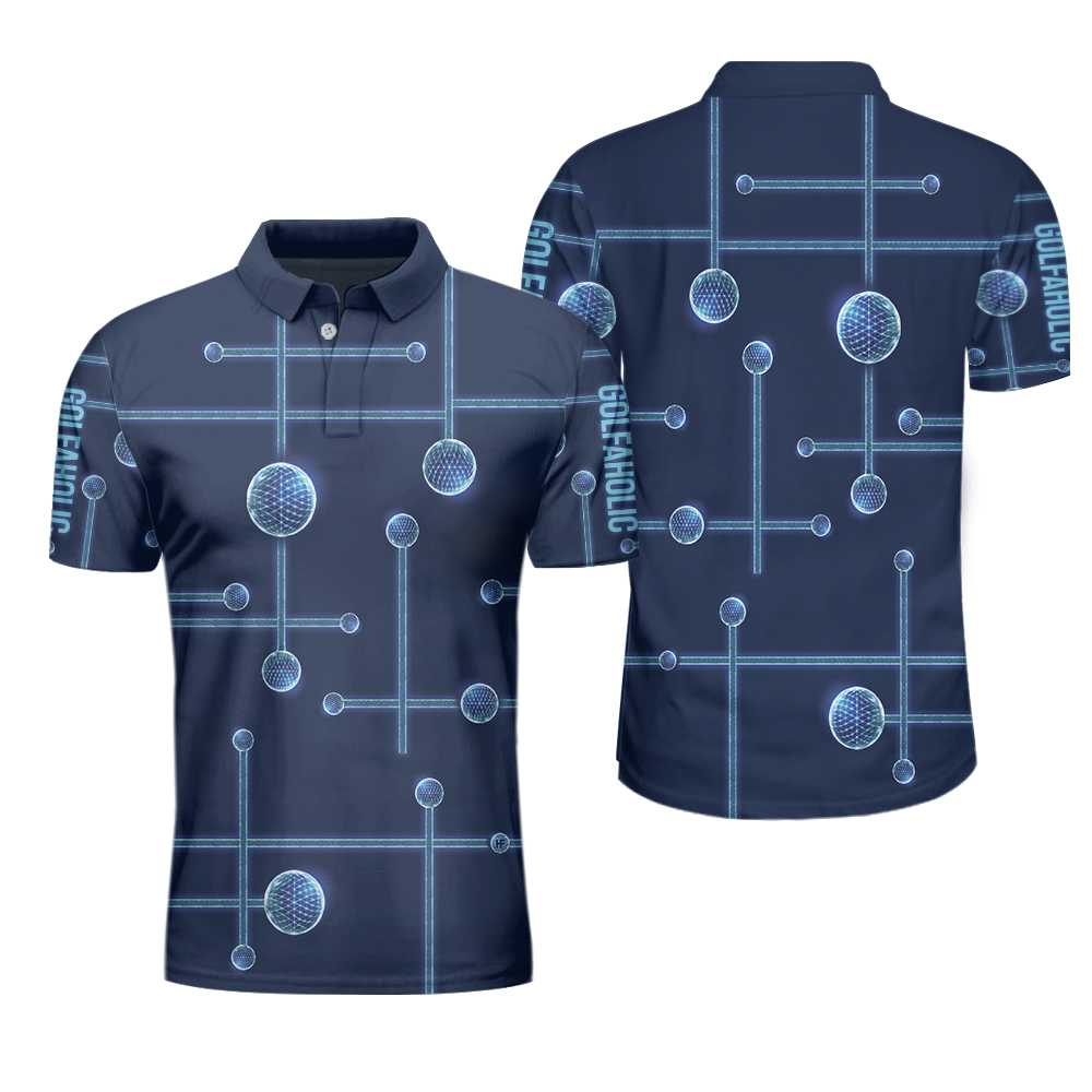 Golfaholic Geometric Golf Ball Low Poly Design Polo Shirt For Men