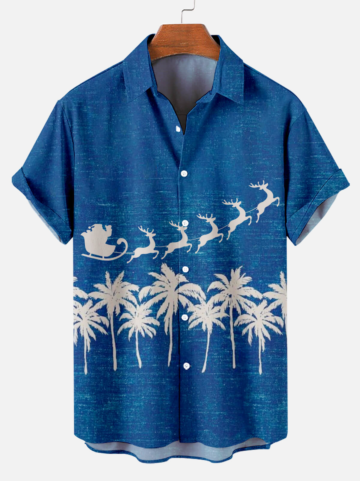 Christmas Elk Blue Reindeer Sleigh -  For Men & Women - Hawaiian Shirt