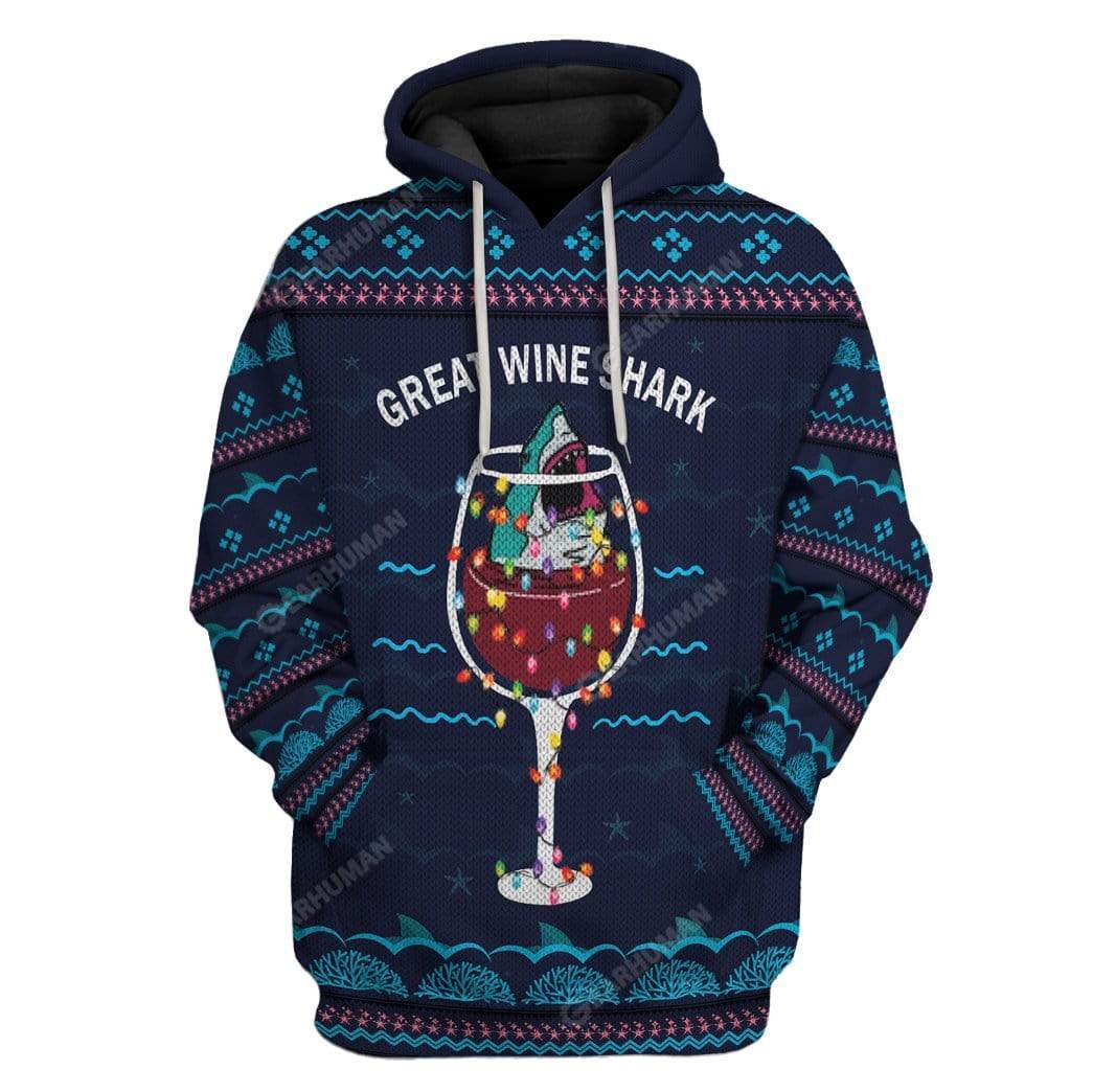 Christmas Great Wine Shark - Hoodie 