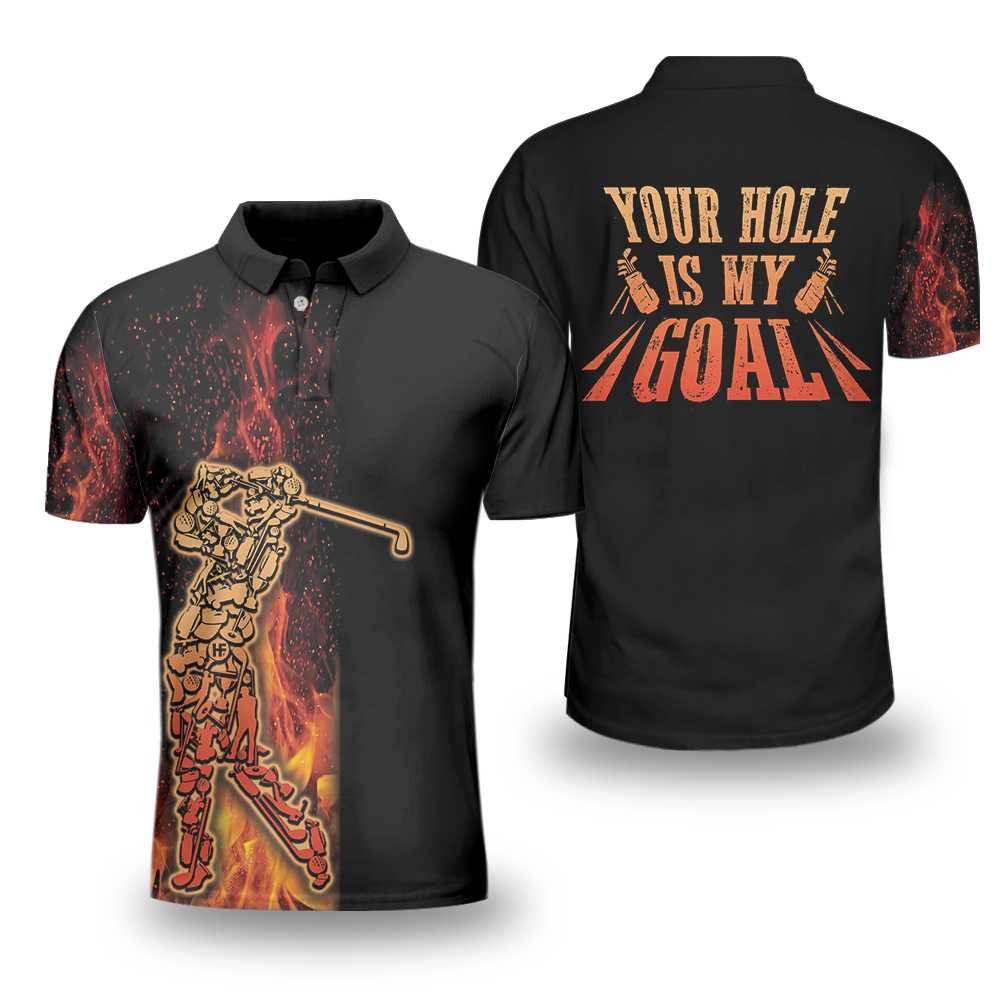 Your Hole Is My Goal Golf Black Polo Shirt For Men