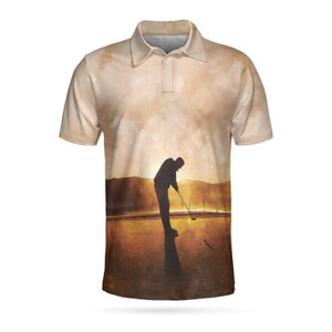 Playing Golf At Sunset Polo Shirt For Men