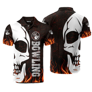 Skull Fire Polo Shirt - Gift for Men,Bowling Lovers