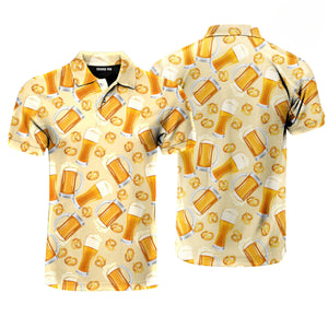 Oktoberfest Yellow Beer Pretzels Polo Shirt For Men