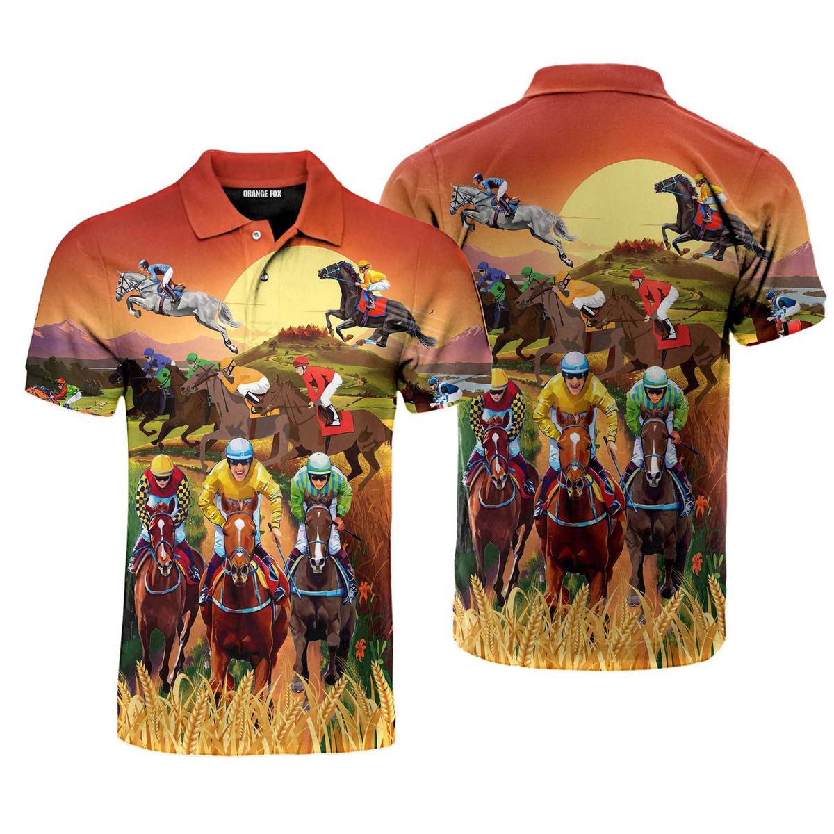 Horses Racing Horses On Pasture Vintage Polo Shirt