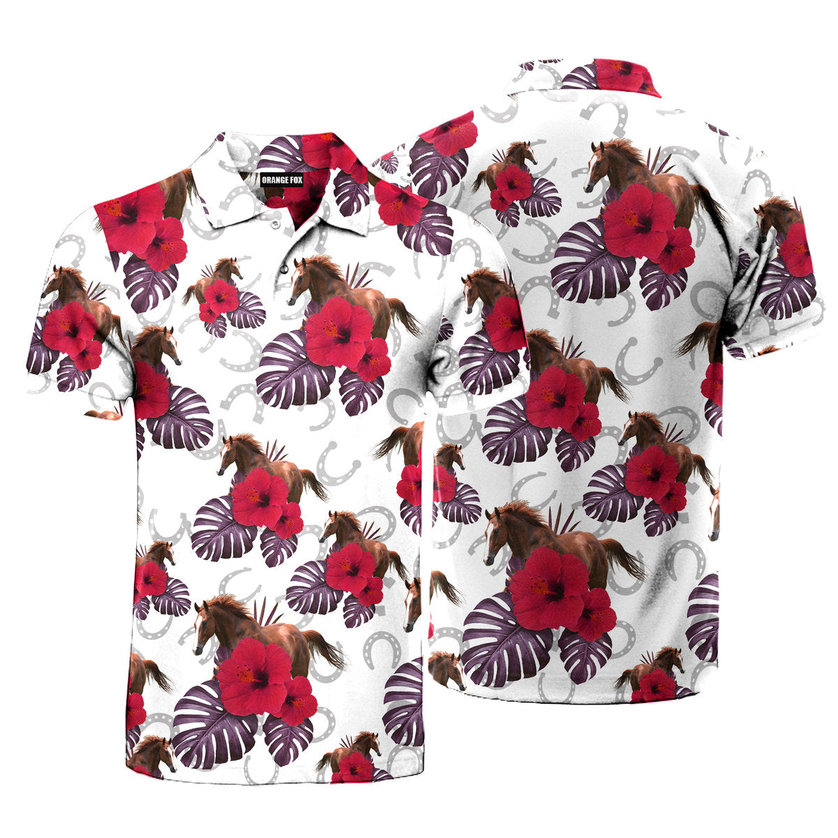 Kentucky Derby New Flower Horse Red Polo Shirt For Men