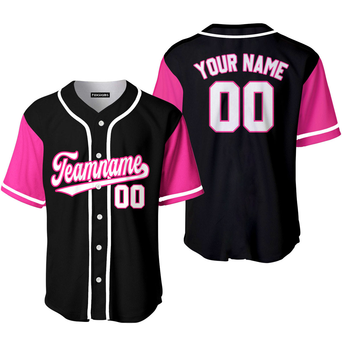 Personalized Black Pink Raglan White Pink Baseball Tee Jersey