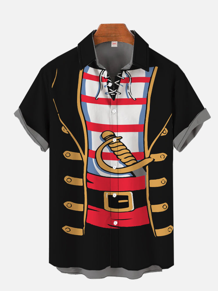 Black Pirate Skipper Cosplay Costume - Hawaiian Shirt