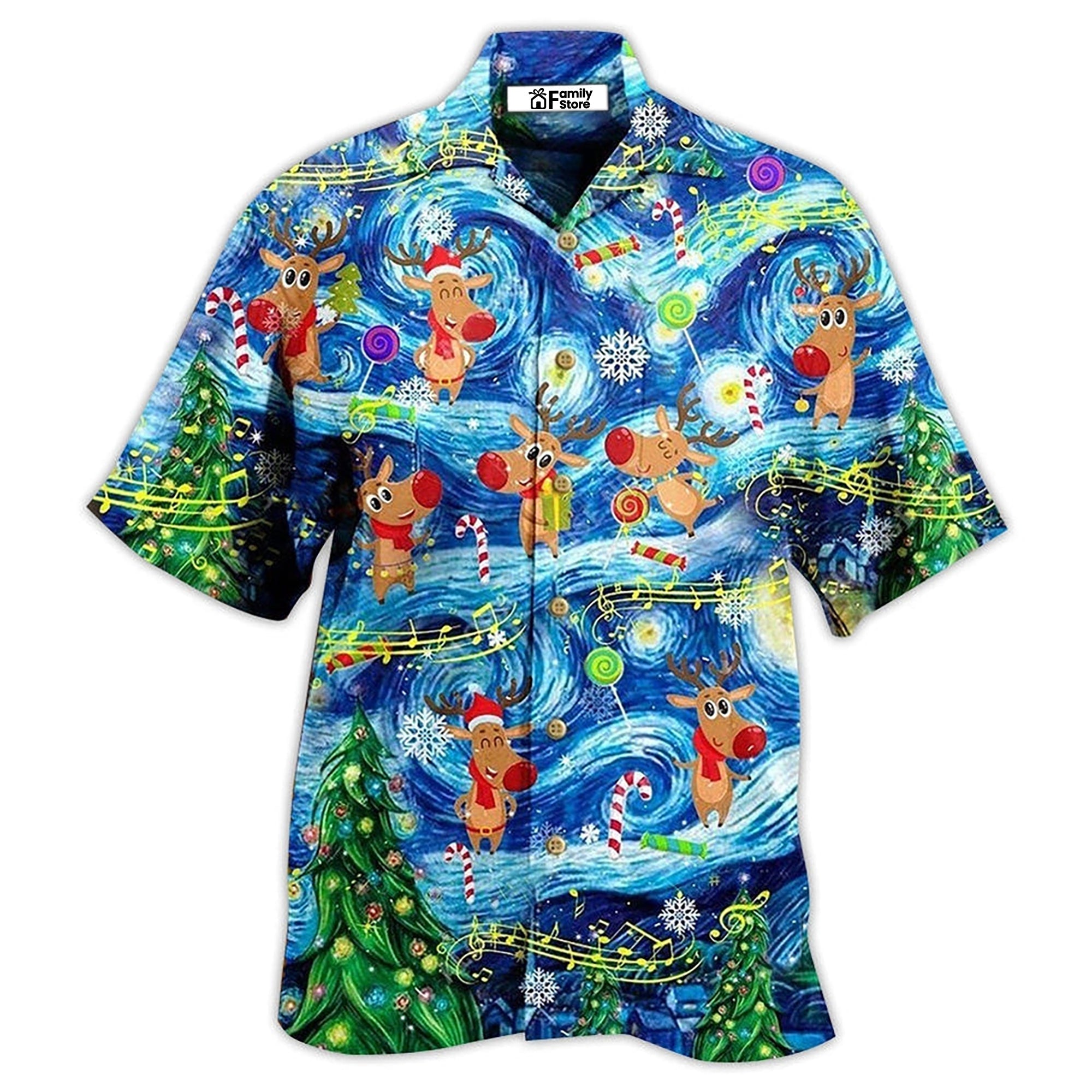 Christmas Dancing Reindeers Happy With Tornado - Hawaiian Shirt