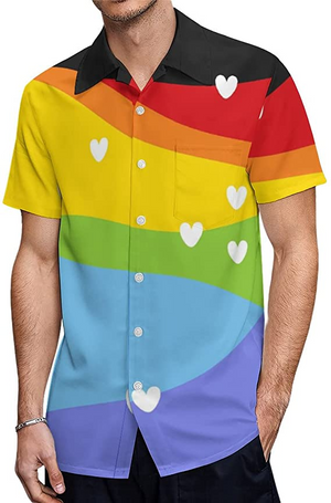 Men's Casual Button Down Pride Month Rainbow LGBT - Hawaiian Shirt 