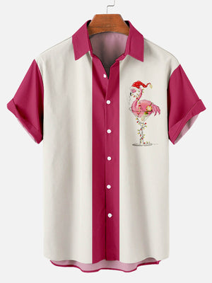 Christmas Flamingo Pink -  For Men And Women - Hawaiian Shirt