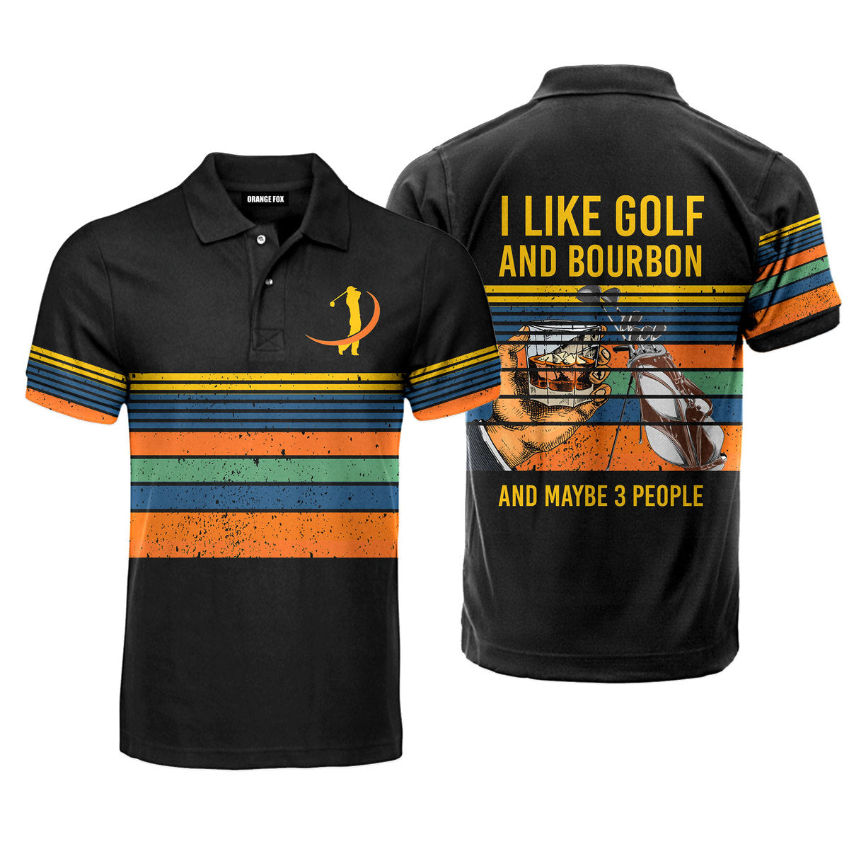 I Like Golf And Bourbon Vintage Retro Golf Polo Shirt For Men