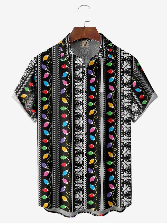 Christmas Colorful Light Black Pattern - Hawaiian Shirt