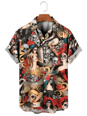 Vintage Skull Beauty Girl - Hawaiian Shirt