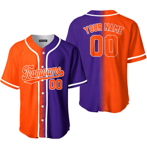 Personalized Purple White Orange Fade Fashion Baseball Tee Jersey