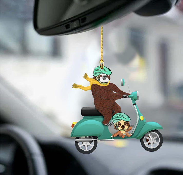 Sloth Cute Motor Two Sides Ornament - Gift For Sloth Lover