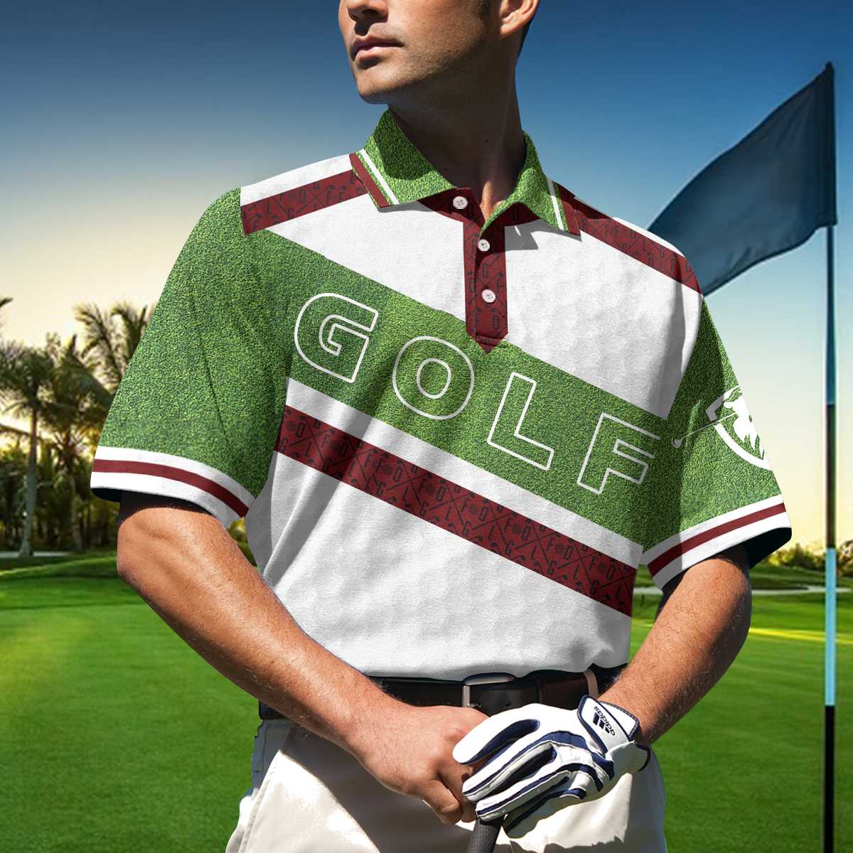 White And Green Men Golfer Polo Shirt For Men