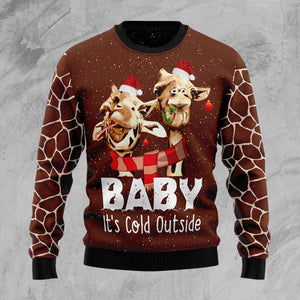 Funny Giraffe Baby It's Cold Outside Ugly Sweater